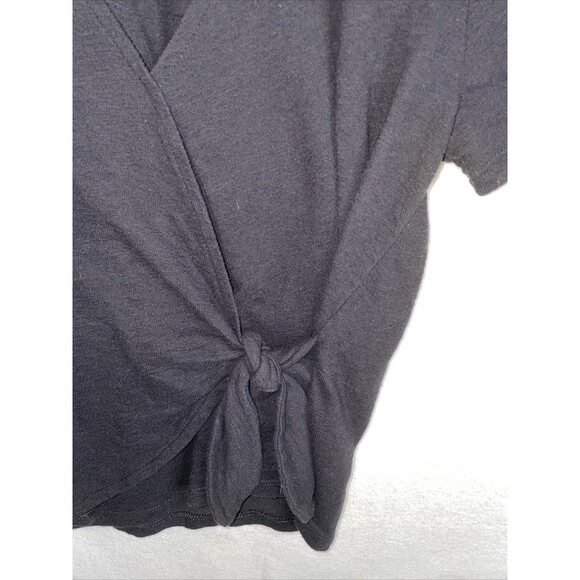 Gap Black Cotton  Wrap-Front Short Sleeve Top Shirt Sz Small - Picture 3 of 7